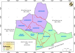 Carte des communes du grand Lomé.