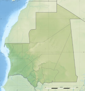Carte physique vierge de la Mauritanie.