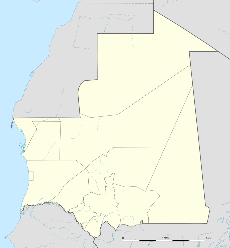 Carte vierge de la Mauritanie.