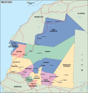 Carte politique de la Mauritanie