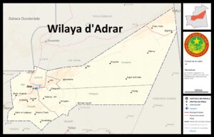 Carte de la wilaya d’Adrar, Mauritanie