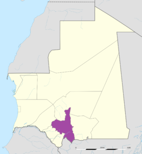 Carte de localisation de la wilaya d'Assaba en Mauritanie.
