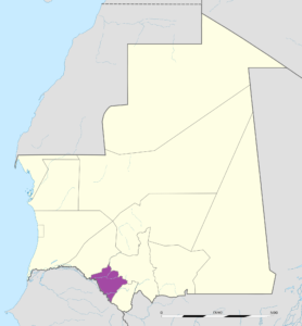 Carte de localisation de la wilaya du Gorgol en Mauritanie.