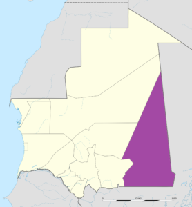 Carte de localisation de la wilaya de Hodh El Chargui en Mauritanie.
