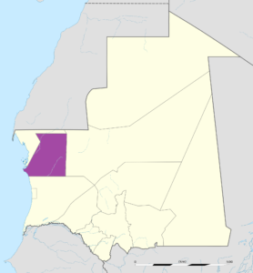 Carte de localisation de la wilaya d'Inchiri en Mauritanie.