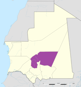 Carte de localisation de la wilaya de Tagant en Mauritanie.