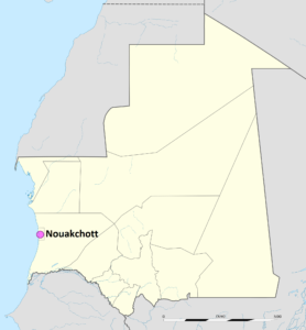 Carte de localisation de Nouakchott en Mauritanie.