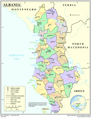 Carte politique de l’Albanie