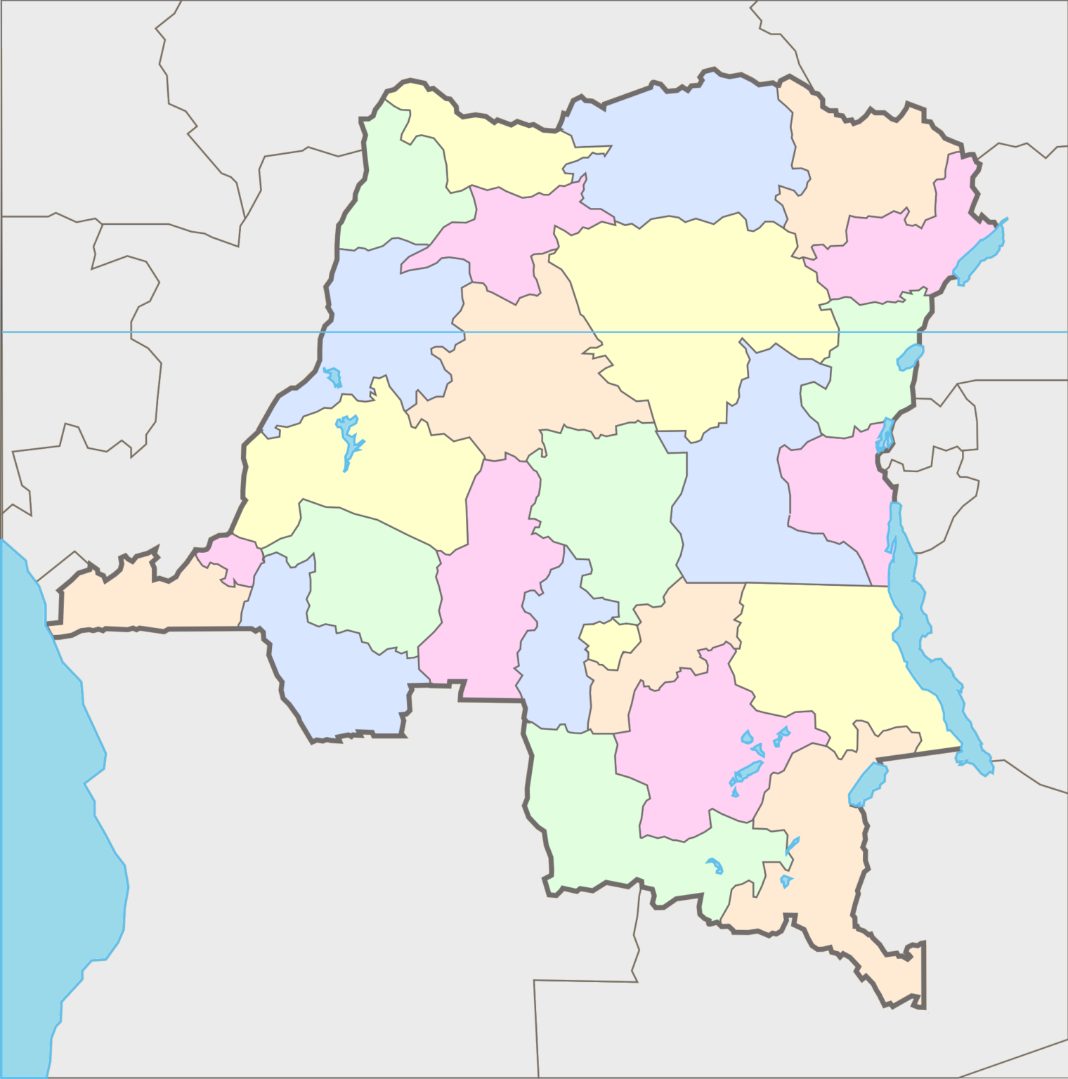 Carte vierge de la république démocratique du Congo