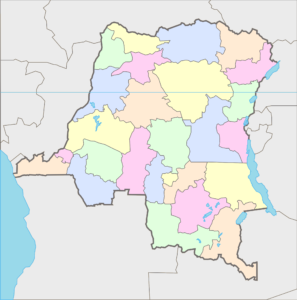 Carte vierge colorée de la république démocratique du Congo.