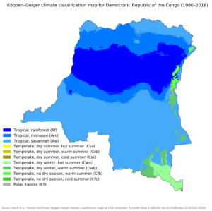 Carte climatique de la république démocratique du Congo