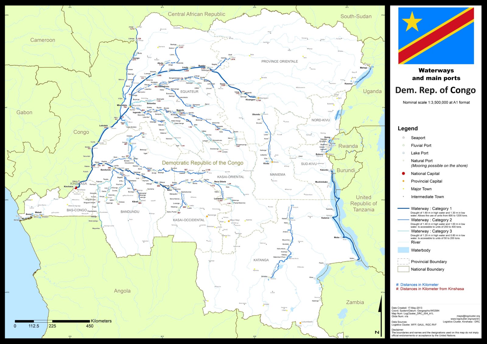 Cartes des transports en république démocratique du Congo