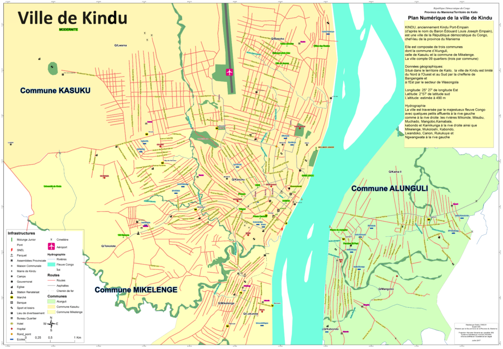 Plan de la ville de Kindu.