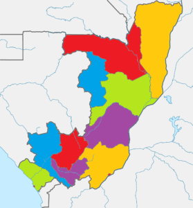 Carte vierge colorée de la république du Congo.