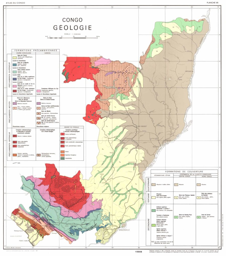 Carte géologique de la république du Congo.