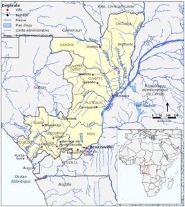 Carte des principaux cours d'eau du Congo-Brazzaville.