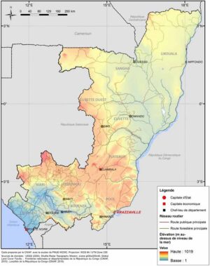 Carte physique du Congo-Brazzaville