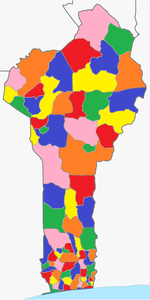 Carte des communes du Bénin.