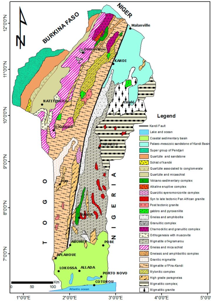 Carte géologique du Bénin.