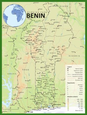 Carte physique du Bénin