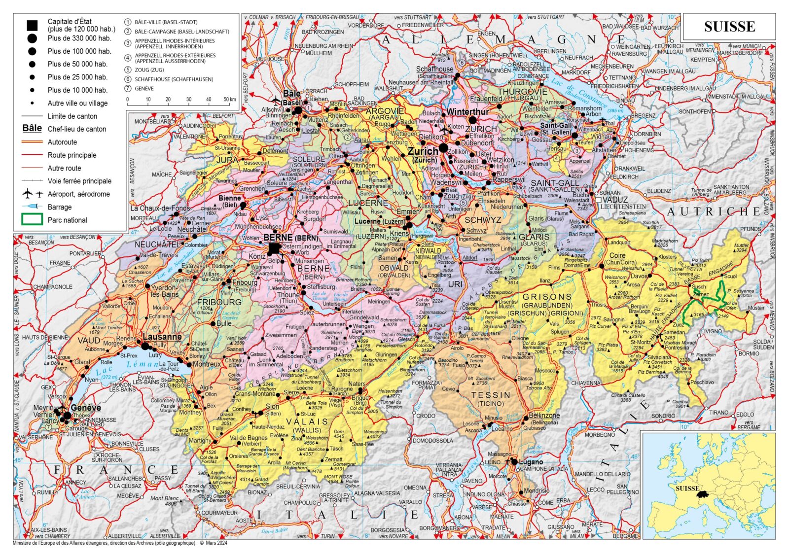 Carte politique de la Suisse