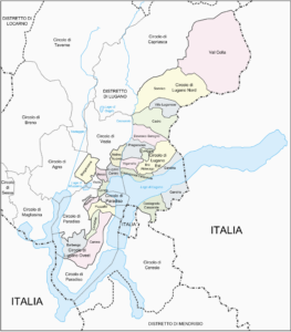 Carte des quartiers de Lugano.