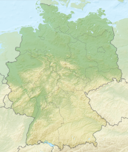 Carte physique vierge de l'Allemagne.