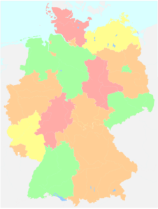 Carte vierge colorée de l'Allemagne.