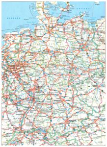 Carte des autoroutes (autobahnen) d'Allemagne.
