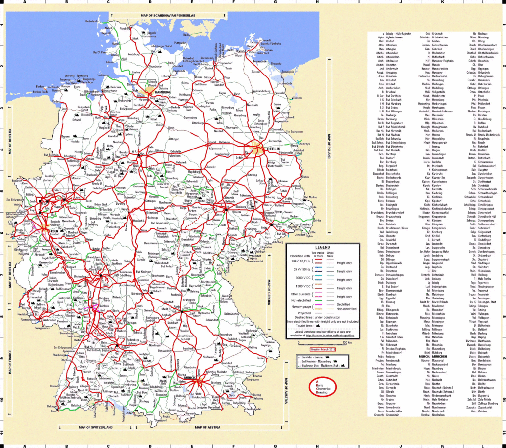 Carte ferroviaire de l'Allemagne.