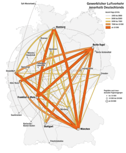 Carte du transport aérien domestique allemand en 2015.