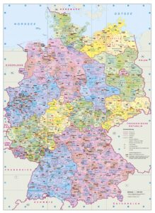 Carte des districts d'Allemagne.