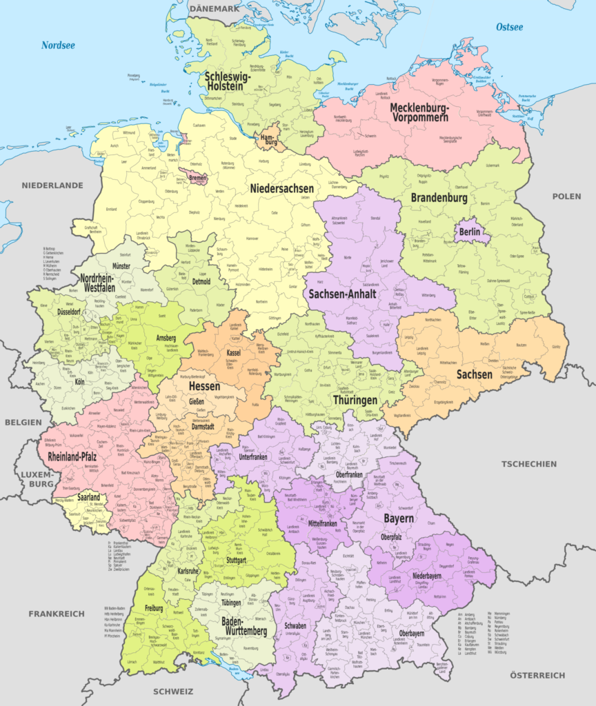 Carte politique de l'Allemagne.