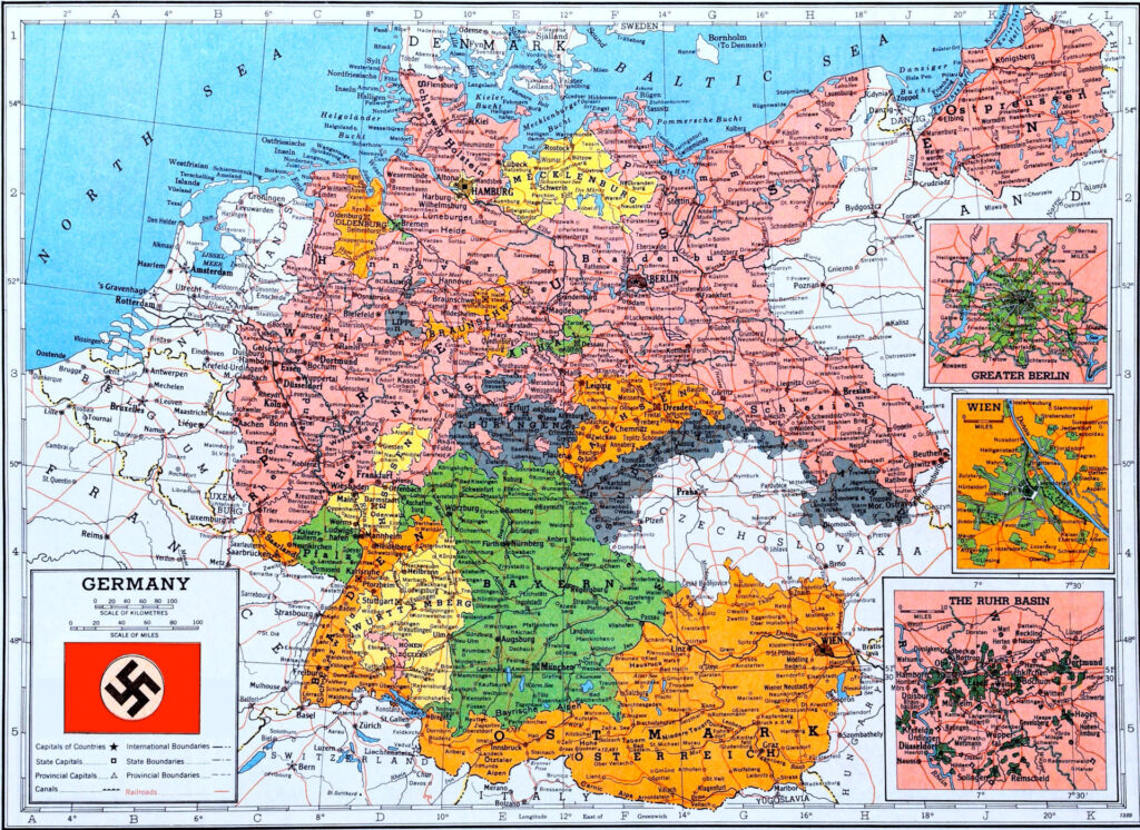Carte du Troisième Reich publiée en 1938.