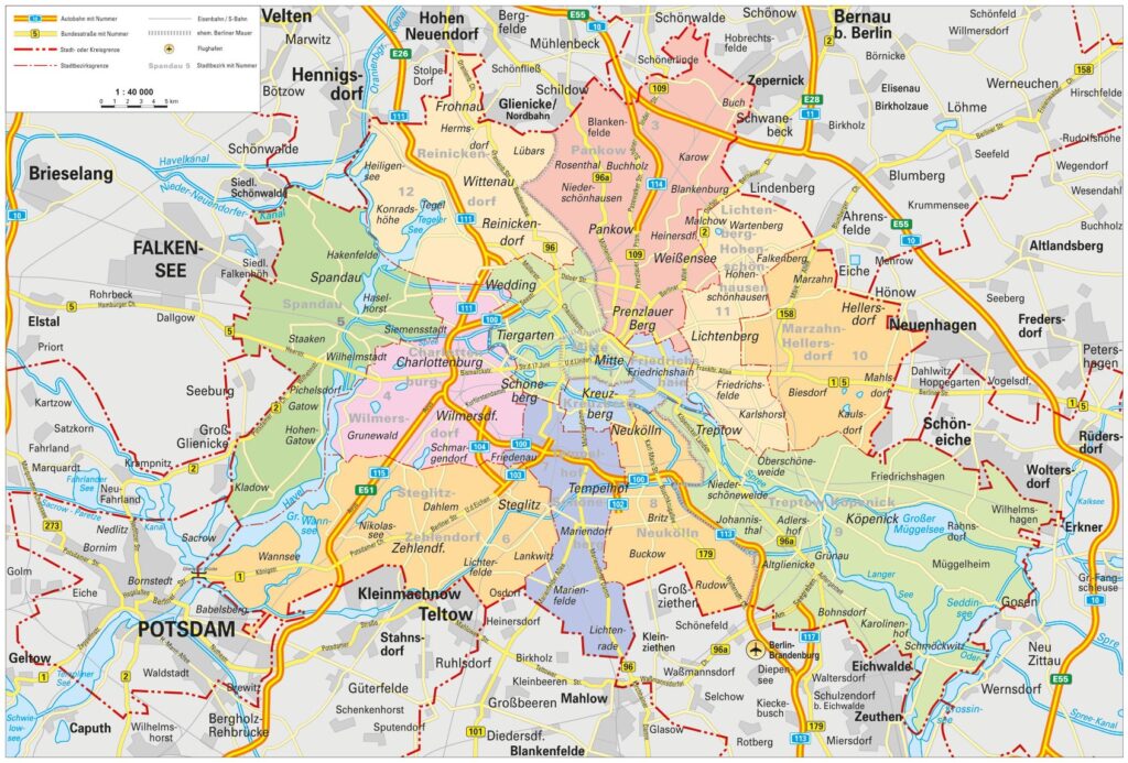 Carte routière de Berlin.