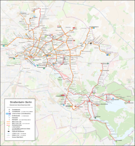 Plan du tramway de Berlin en décembre 2022.