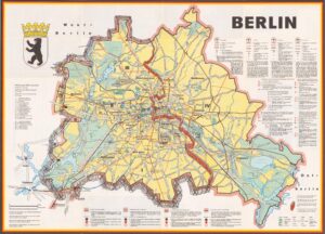 Carte des quatre secteurs d'occupation de Berlin (1945-1990).