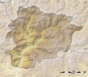 Carte physique vierge d'Andorre.