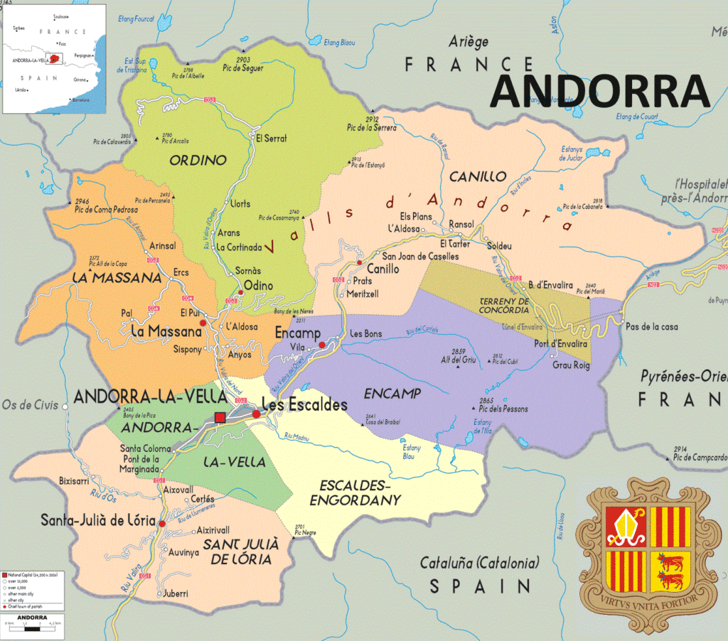 Carte politique d'Andorre.