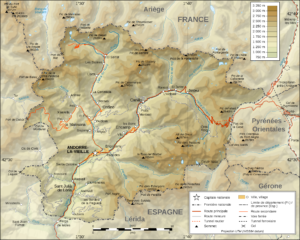 Carte topographique d'Andorre.