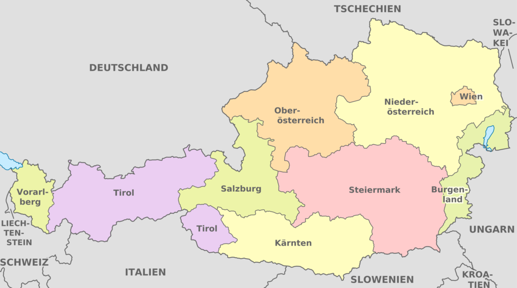 Carte des États d'Autriche.
