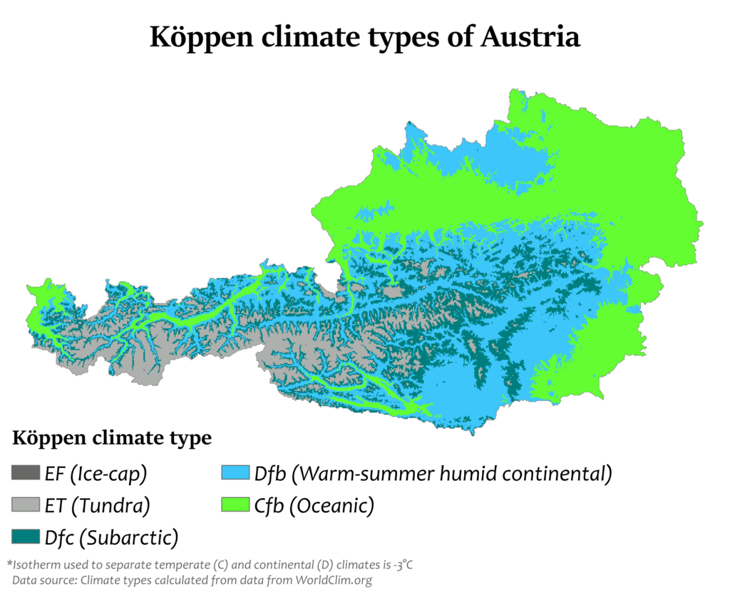 Carte climatique de l’Autriche.