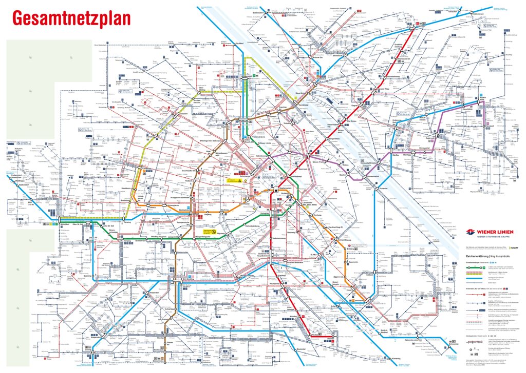 Plan des transports publics de Vienne.