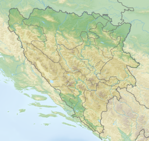 Carte physique vierge de la Bosnie-Herzégovine.