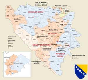 Carte politique de la Bosnie-Herzégovine