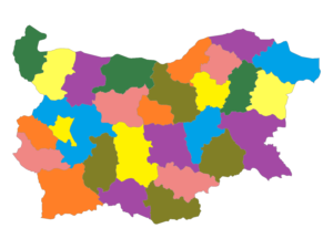 Carte vierge colorée de la Bulgarie.