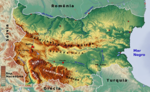 Carte topographique de la Bulgarie.