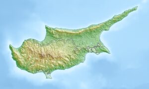 Carte physique vierge de Chypre.