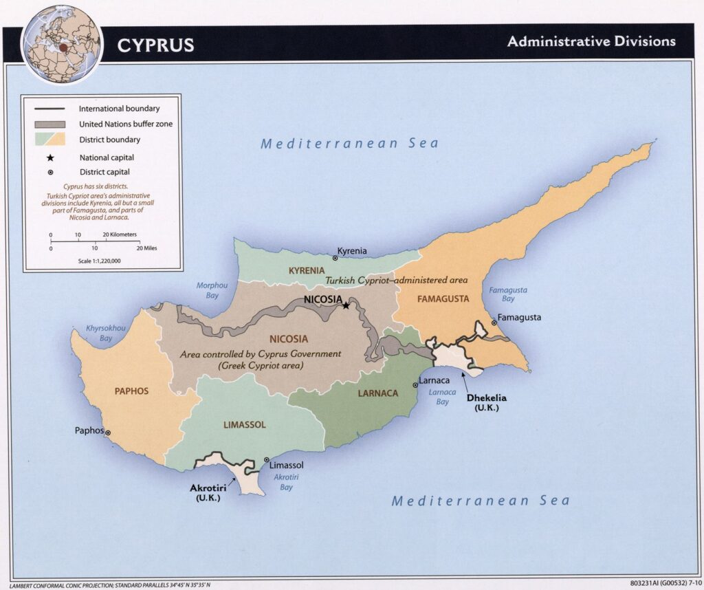 Carte politique de Chypre.