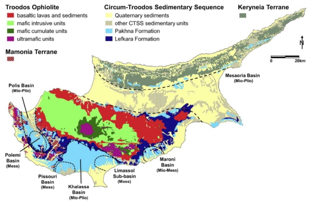 Carte géologique de Chypre.